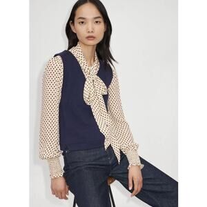 ME+EM Cotton Summer Sweatshirting Sweater Vest Navy V-Neck Boxy Casual 4